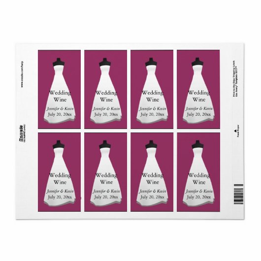 Hochzeitskleid Wedding Mini Wine Label (Vorne)
