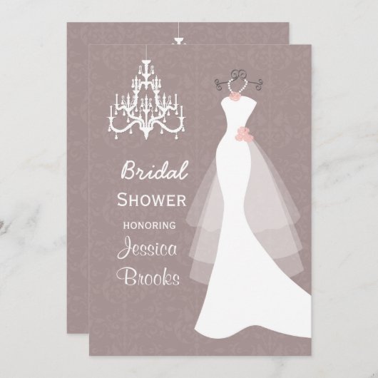 Hochzeitskleidleuchter-Brautparty-Einladung Einladung (Vorne/Hinten)