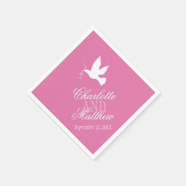 Hochzeitskleidung mit weißen Taubenbändern, rosa S Serviette