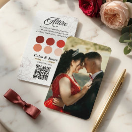 Hochzeitskleidungsfarben-Palette QR-Code Foto Begleitkarte