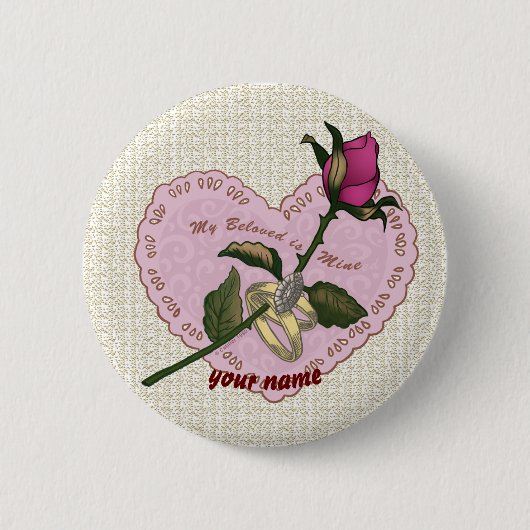 Hochzeitsknopf der geliebten Rose Button (Vorderseite)