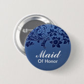 Hochzeitsknopf für blaue Trauzeugin Button (Vorne & Hinten)