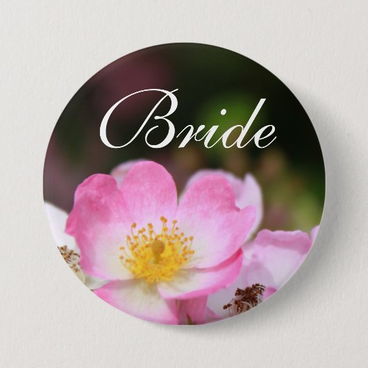 Hochzeitsknopf für hübsche Rosa-Blume Button (Vorderseite)