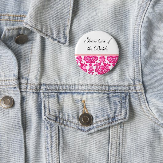 Hochzeitsknöpfe aus rosa Damast Button (Beispiel)