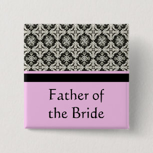Hochzeitsknöpfe, Damast und rosa Streifenfarbe Button