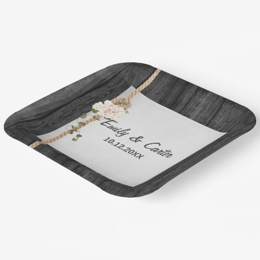 Hochzeitsknot auf Stallholz Pappteller (Gewinkelt)