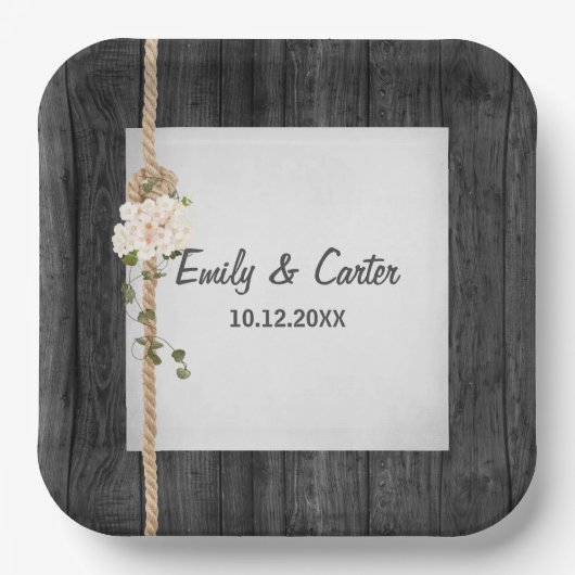 Hochzeitsknot auf Stallholz Pappteller (Vorderseite)