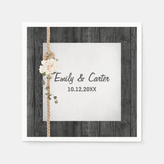 Hochzeitsknot auf Stallholz Serviette (Vorderseite)