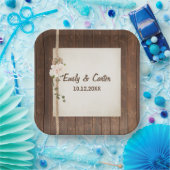 Hochzeitsknot und Hydreangea auf Holz Pappteller (Party)