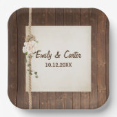 Hochzeitsknot und Hydreangea auf Holz Pappteller (Vorderseite)