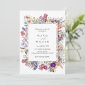 Hochzeitskode für Blumengärten Einladung (Stehend Vorderseite)