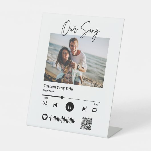 Hochzeitskode für unseren Song-Scannable QR-Code Sockelschild (Vorderseite)