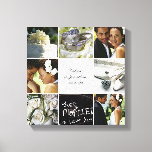 Hochzeitskollage - überzogene Leinwand - weiß (Vorderseite)