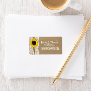 Hochzeitskollektion für Kraft, Spitzen und Sonnenb Adressaufkleber