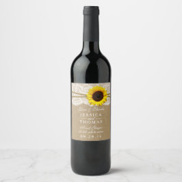 Hochzeitskollektion für Kraft, Spitzen und Sonnenb Weinetikett