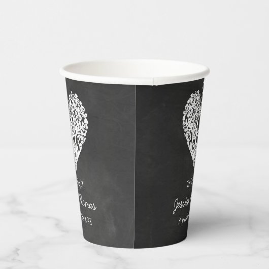 Hochzeitskollektion mit Hangherz Pappbecher (Rechts)