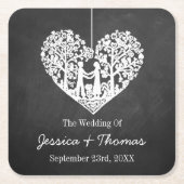 Hochzeitskollektion mit Hangherz Rechteckiger Pappuntersetzer (Vorderseite)