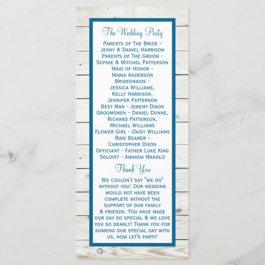 Hochzeitskollektion von Straußfisch Programm (Rückseite)