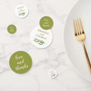Hochzeitskonfetti grün botanisch und gold konfetti