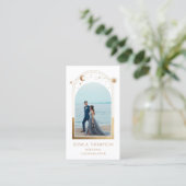 Hochzeitskoordinator Foto White Gold Celestial Visitenkarte (Stehend Vorderseite)