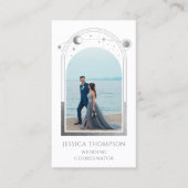 Hochzeitskoordinator Foto White Silver Celestial Visitenkarte (Vorderseite)