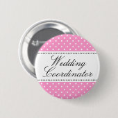 Hochzeitskoordinator pinback knöpft | Rosa Button (Vorne & Hinten)