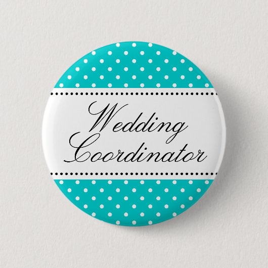 Hochzeitskoordinator pinback knöpft | Türkis Button (Vorderseite)