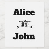 Hochzeitskoppel-Labels für Schwarz-weiße Lebensmit Weinetikett (Einzelnes Label)