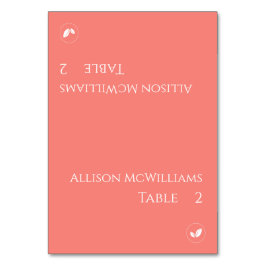 Hochzeitskorallen-Platzkarten-Vegetarisch-rosa- Tischnummer