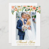 Hochzeitskorallenkoralle Foto Gold Dankeskarte (Vorne/Hinten)