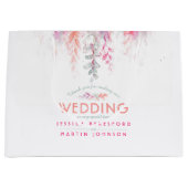 Hochzeitskorallenorange Rosa Blume Danke Große Geschenktüte (Vorderseite)