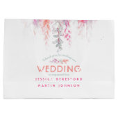 Hochzeitskorallenorange Rosa Blume Danke Große Geschenktüte (Rückseite)