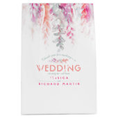 Hochzeitskorallenrosa Blume Dankeschön Geschenktas Mittlere Geschenktüte (Vorderseite)