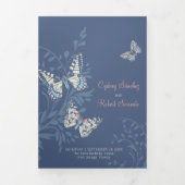 Hochzeitskorallenschmetterlinge Dreifach Gefaltete Einladung (Cover)