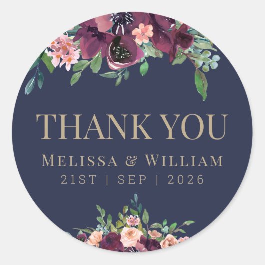 Hochzeitskorb der Wasserfarbenflora Runder Aufkleber (Vorderseite)