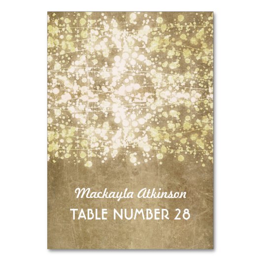 Hochzeitskorb-Eskorte Lichter Gold Glitzer Tischnummer (Vorderseite)