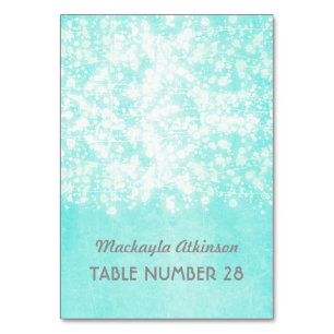 Hochzeitskorb-Karten Zeichenketten leuchten blau Tischnummer