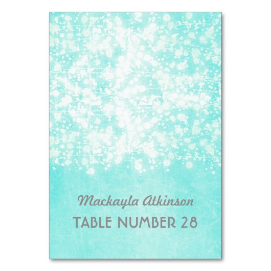 Hochzeitskorb-Karten Zeichenketten leuchten blau Tischnummer (Vorderseite)