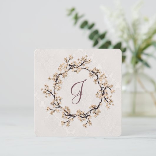 Hochzeitskranz auf der Damaskus-Vow-Erneuerung Einladung (Stehend Vorderseite)