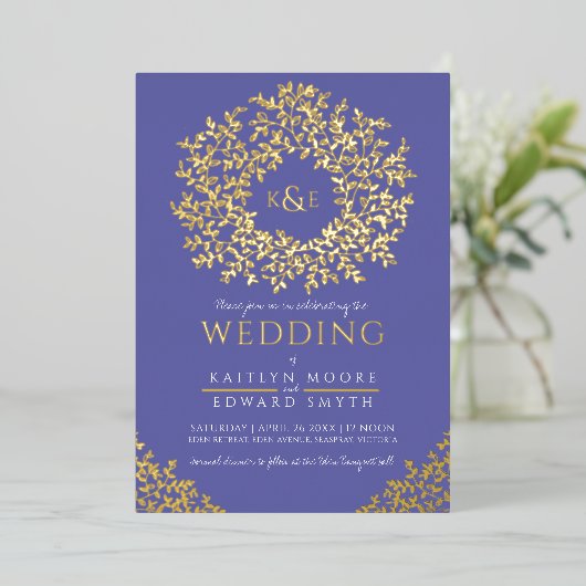 Hochzeitskranz Blätter Einladung (Stehend vorne)