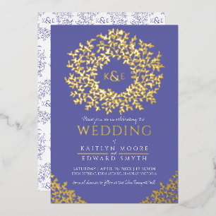 Hochzeitskranz Blätter Folien-Einladung Folieneinladung