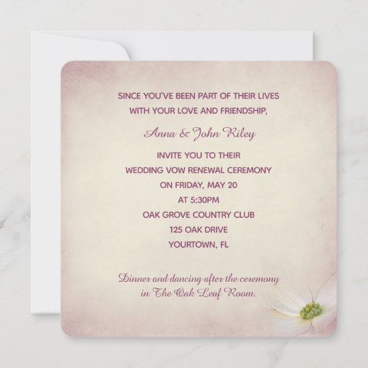 Hochzeitskranz mit Gänseblümchen und Lilien Einladung (Rückseite)