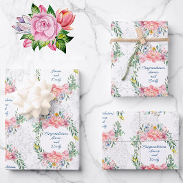 Hochzeitskranz personalisieren Namen Damask 3 Geschenkpapier Set