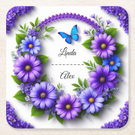 Hochzeitskranz Rechteckiger Pappuntersetzer