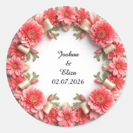 Hochzeitskranz Runder Aufkleber (Vorderseite)