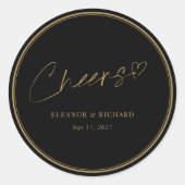 Hochzeitskreide - Schwarz & Gold Elegance Runder Aufkleber (Vorderseite)