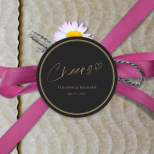 Hochzeitskreide - Schwarz & Gold Elegance Runder Aufkleber