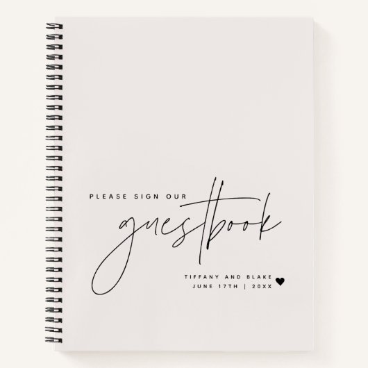 Hochzeitskript Calligraphy Ecru Guest Notizblock (Vorderseite)