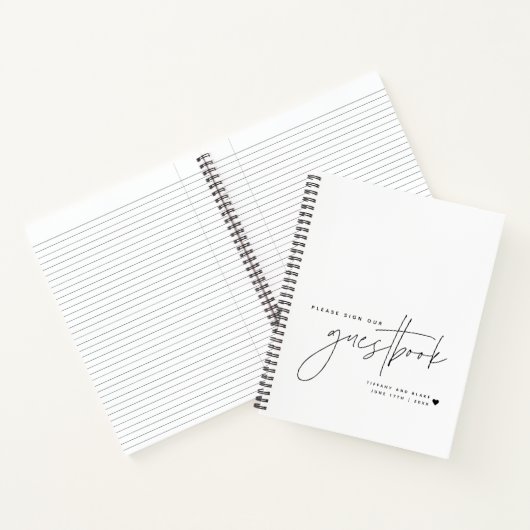 Hochzeitskript Calligraphy White Guest Notizblock (Innenseite)
