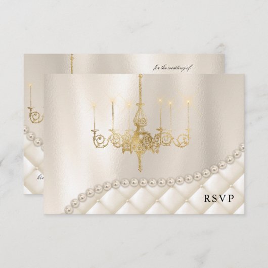 Hochzeitskronleuchter RSVP Card Lighting Ivory Pea Einladung (Vorne/Hinten)